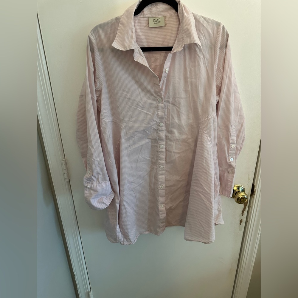 Tuckernuck Pink Striped Button-Up Shirt Dress